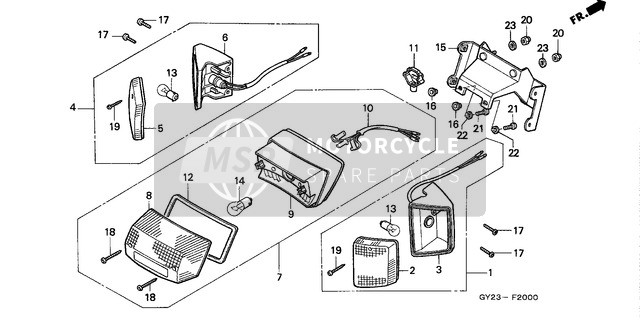 Honda SA75 1993 Luz de la cola/Indicador trasero para un 1993 Honda SA75